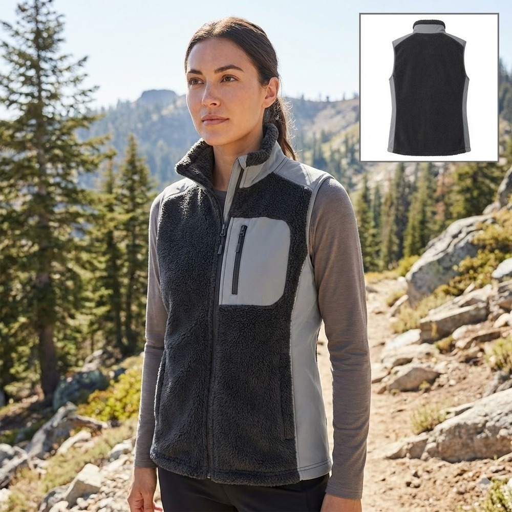 10,000 ft Above Sea Level Women Medium Gray Sherpa Fleece Tactical Vest Gorpcore